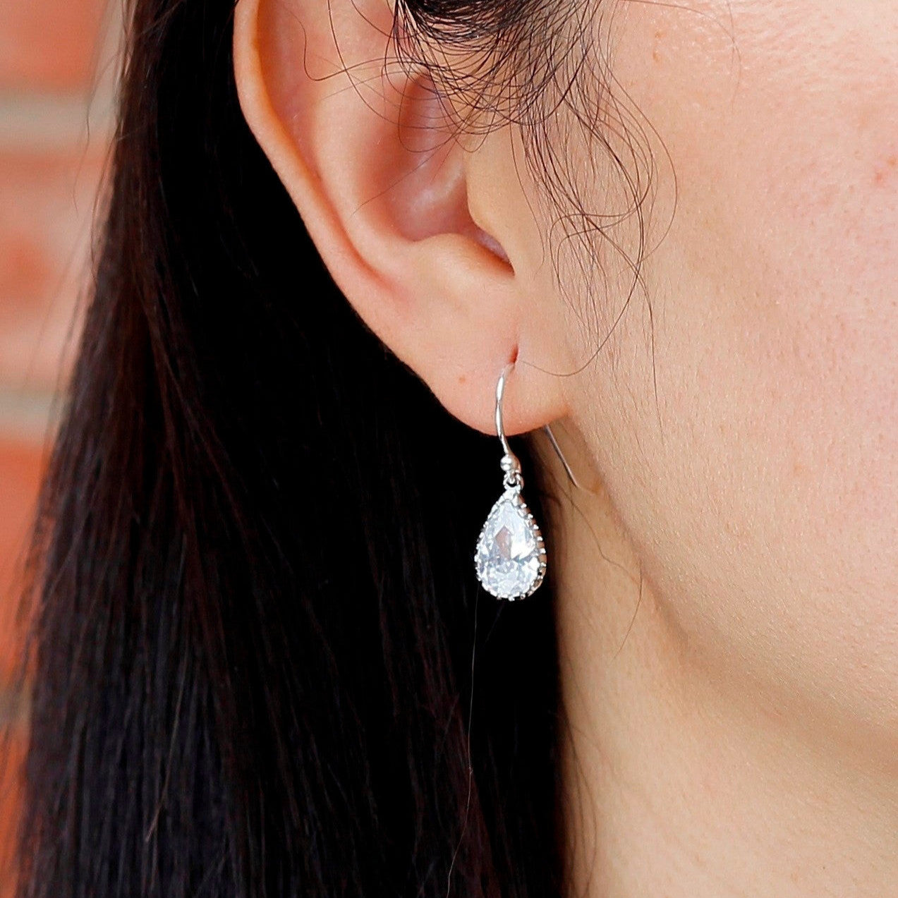 Silver CZ Diamond Earrings