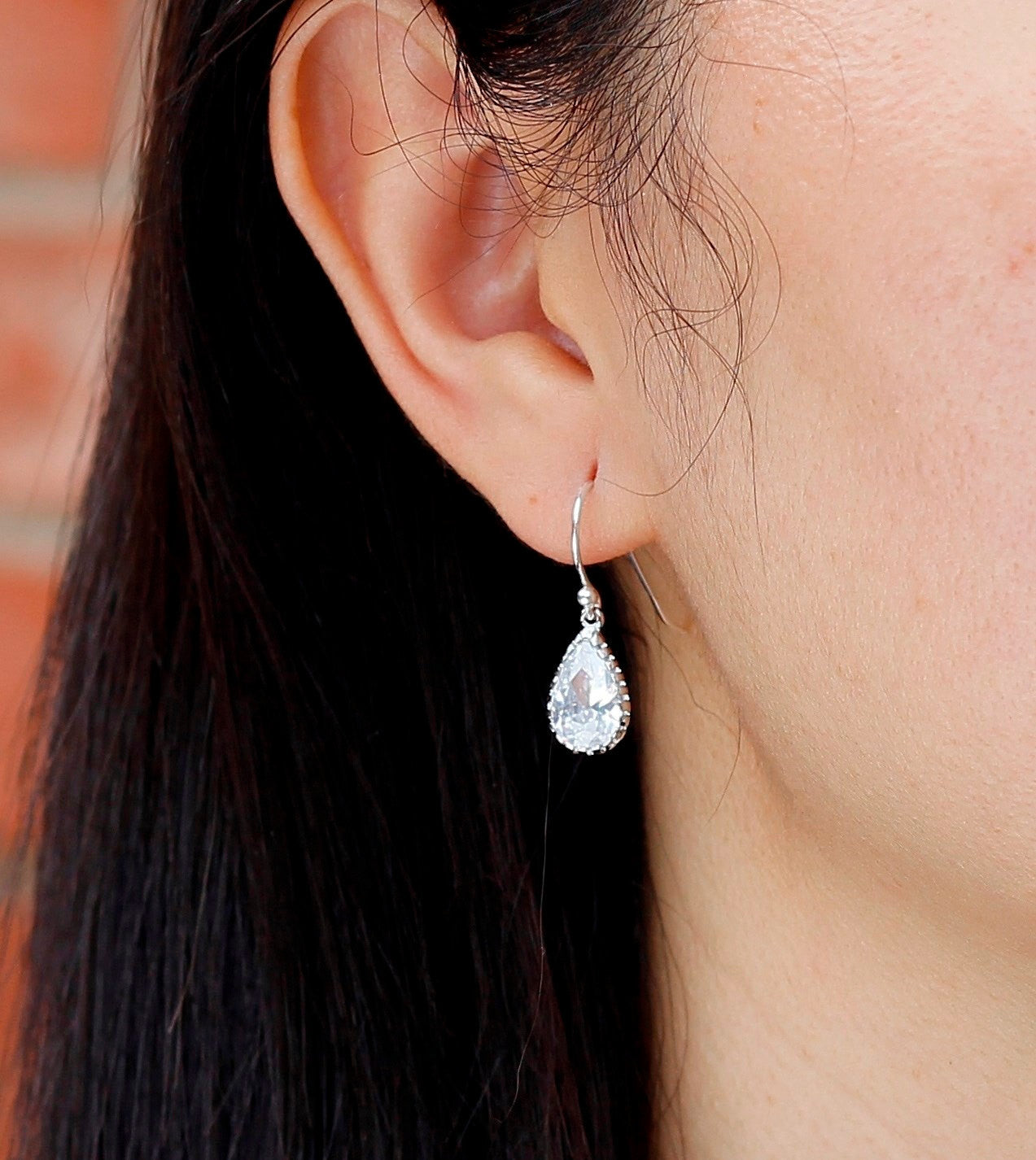 Silver CZ Diamond Earrings