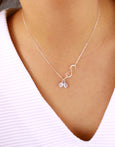 Personalized Sideways Infinity Leaf Necklace