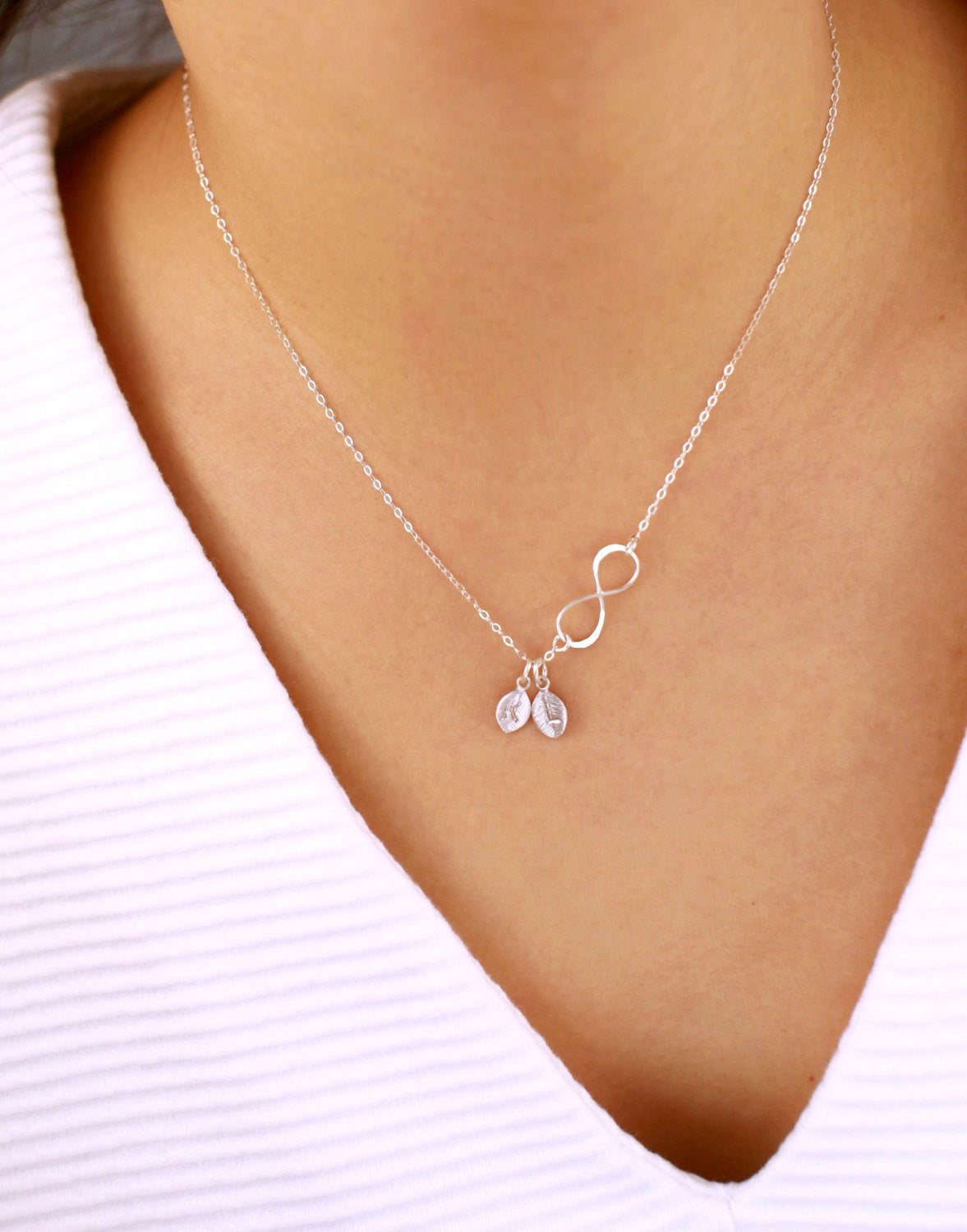 Extra Large Sideways Double Infinity Symbol Charm and Chain in 14K Whi –  Sziro Jewelry