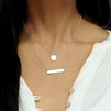 Sterling Silver Disc Bar Layer Necklace