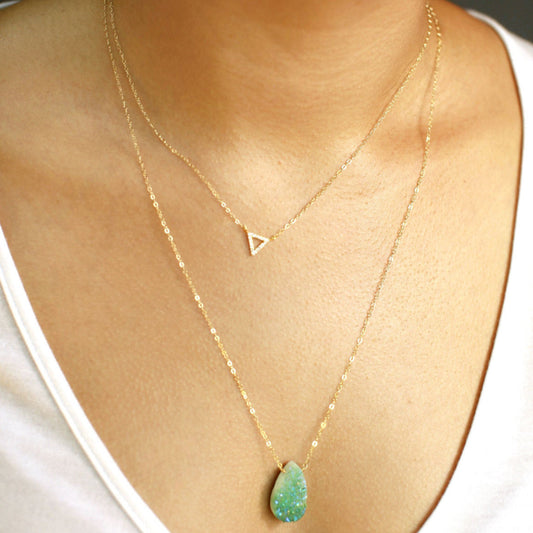 Gold Boho Druzy Necklace