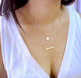 Double Layer Charm and Skinny Bar Necklace