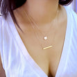 Double Layer Charm and Skinny Bar Necklace