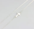 Silver Sideways Cross Engraved Necklace