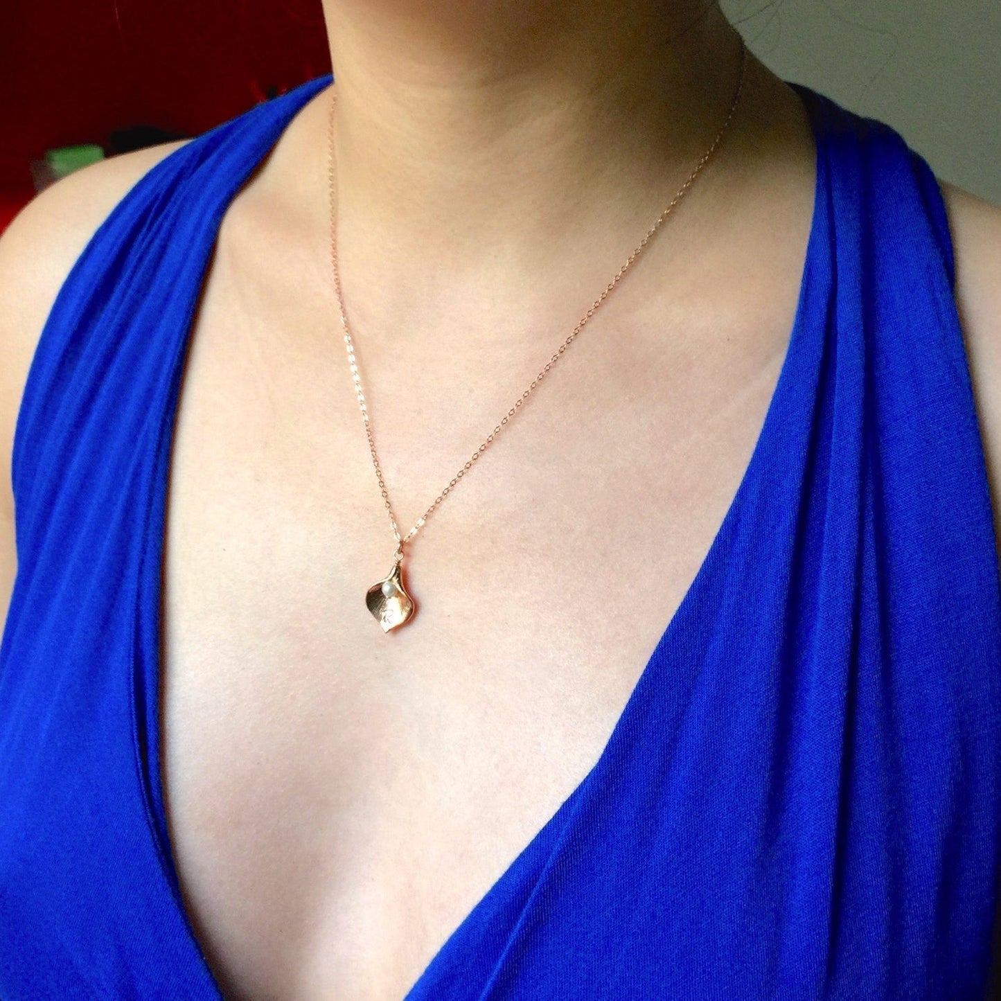 Custom Initial Calla Lilly Necklace