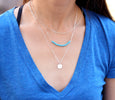 Three Layered Necklaces Set with Gemstone Bar and Large Disc