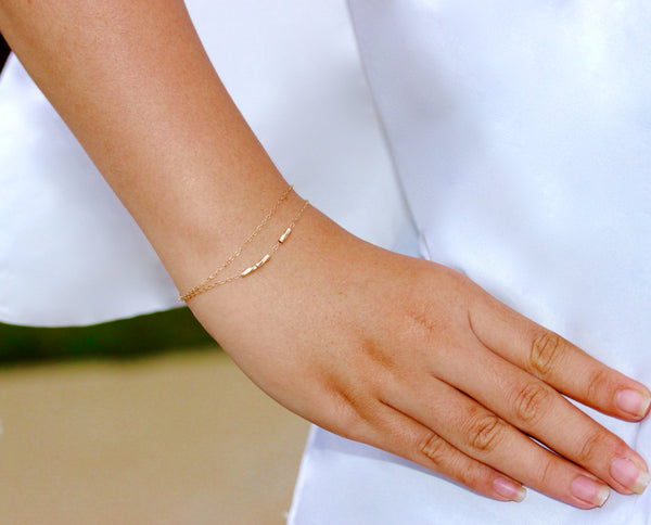 Gold Tiny Tube Bracelet