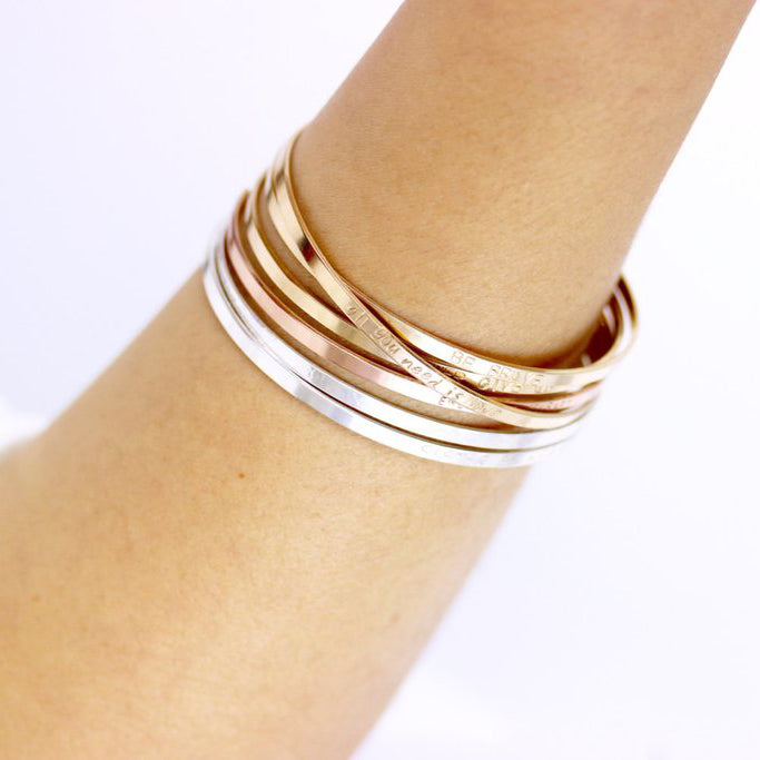 Personalized Skinny Cuff Bracelet, 3mm