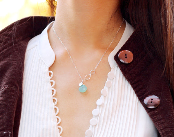 Customized Infinity Leaf Birthstone Necklace