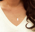 Mini Vertical Bar Tag and Birthstone Necklace