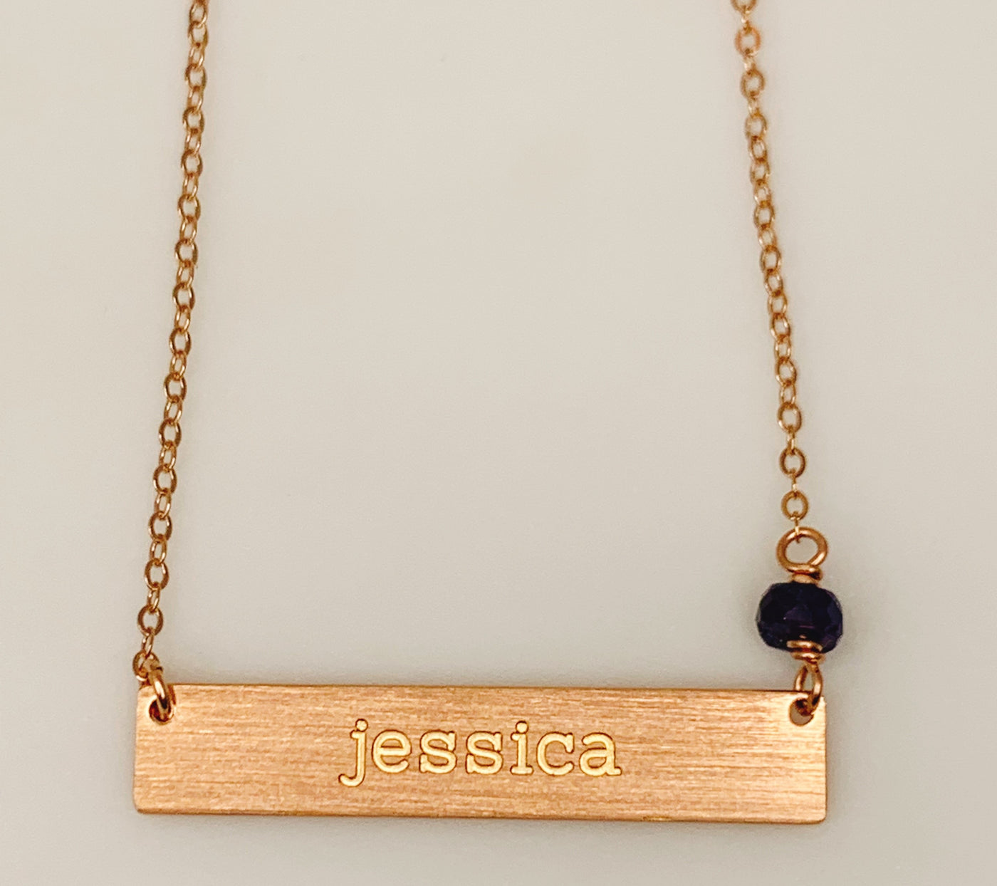 Customized Name Plate Bar Necklace and Birthstone