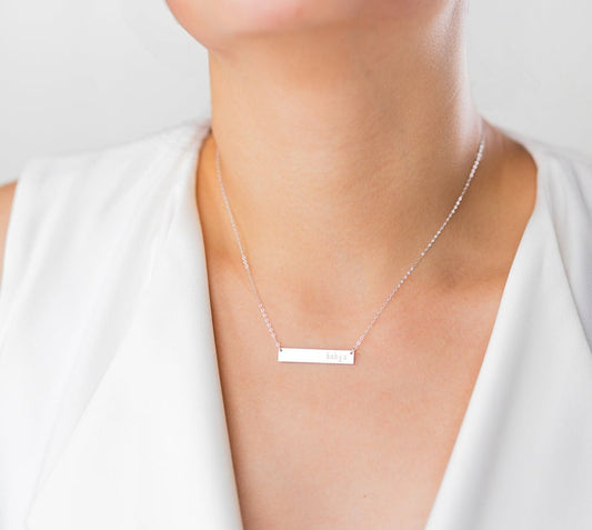 Personalized Name Bar Necklace, 1.25" Bar